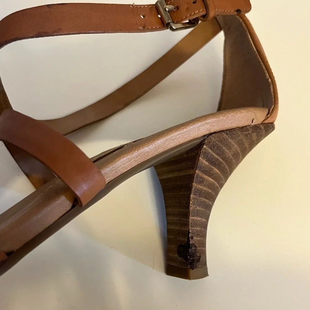 Franco Sarto Brown Strappy Kitten Heels